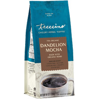 Teeccino Dandelion Mocha Herbal Coffee - Caffeine-Free Coffee Alternative With Prebiotics, Gluten Free, Acid Free - Medium Roast, 10 Oz
