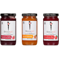 Skinnygirl Sugar Free Kosher Preserves Variety Pack, Strawberry, Raspberry, And Apricot, 10 Ounce Jars (Pack Of 3)