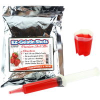 Strawberries & Creme Jello Shot Mix 6.78 Oz - Premium Gluten-Free Jello Mix For Tasty Jello Shots - Easy To Make Ez Gelatin Powder Mix For Jello Shots - Adult New Year And Holiday Party Supplies