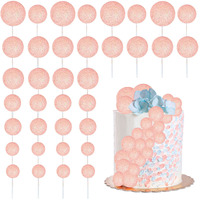 Ephlyn 30Pcs Light Pink Foam Cake Topper, Cake Picks Mini Balloon Diy Decoration For Birthday, Anniversary, Graduation, Baby Shower, Wedding & More