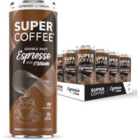 Kitu Super Coffee Espresso, Iced Keto Coffee (0G Added Sugar, 90 Calories) [Espresso & Cream] 11 Fl Oz, 12 Pack | Iced Coffee, Protein Coffee, Coffee Drinks, Smart Coffee - Soyfree Glutenfree