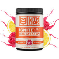Mtn Ops Ignite Lite Supercharged Energy Drink Mix - 100Mg Caffeine, 45-Serving Tub, Raspberry Lemonade Flavor