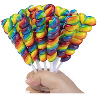 Rainbow Twist Lollipops Individually Wrapped Bulk, Twisty Lollipop, Kid's Lollipops Candy For Birthday Party, Mixed Fruit Flavor 15 Pack - Big Size