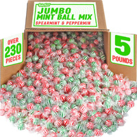 Jumbo Mint Balls -5 Pounds - Big Bulk Spearmint & Peppermint Hard Candies - Mint Bulk Candies - Individually Wrapped Bulk Mints - Refreshing Office Candies