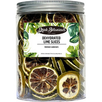 Dehydrated Dried Lime Slices | Lime Wheels | 50 + Servings Approx. | 100% Natural No Added Sugars | Cocktails, Wreath Making, Tea, Cakes, Decoration | Dried Limes For Cocktails | Pet Jar | 4.9 Oz