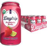Daytrip Prebiotic Soda Drink | Certified Usda Organic | Mood Boosting Prebiotic Drink (12 Pack Of 12Oz Cans) | Berry Citrus