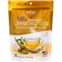 Prince Of Peace Instant Wild American Ginseng Tea, 30 Sachets - Healthy Drink, Caffeine-Free Energy-Boosting, Heavy Antioxidants, Made In The Usa, Plant Extracts