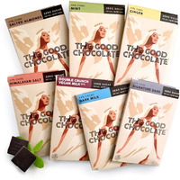 The Good Chocolate - Keto Chocolate Variety Pack, Zero Sugar, Lower Net Carb Snack, Lower Calorie Chocolate Candy Variety Pack, 6 Flavors, 6 Bar Value Pack