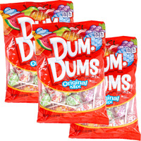Dumdums Original Mix Lollipops, 3.5 Ounce Bags (Pack Of 3), Approx. 42 Lollipops Total (14 Lollipops Per Bag), Gluten Free Hard Candy, Assorted Flavors, Individually Wrapped Lollipops