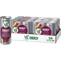 V8 +Energy Black Cherry Juice Energy Drink, 8 Fl Oz Can (24 Pack)