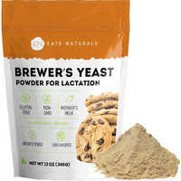 Brewers Yeast Powder For Lactation To Boost Mother's Milk - Kate Naturals. Brewer's Yeast Powder For Lactation Cookies. Gluten Free & Non-Gmo Lactation Supplement. Edible For Dogs & Ducks (12Oz)