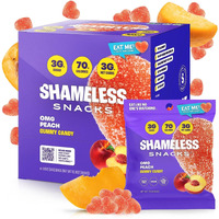 Shameless Snacks - Healthy Low Calorie Snacks, Low Carb Keto Gummies (Gluten Free) - 6 Pack Omg Peach