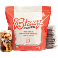 Bizzy Organic Cold Brew Coffee | Smooth & Sweet Blend | Coarse Ground Coffee | Medium Roast | Micro Sifted | Specialty Grade | 100% Arabica | Brew Bags | 12 Count | Makes 42 Cups