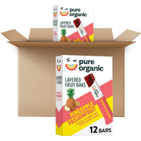 Pure Organic Layered Fruit Bars, Gluten Free, Vegan Fruit Snacks, Pineapple Passionfruit (2 Boxes, 24 Bars)