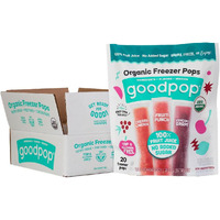 Goodpop Organic Freezer Pops - Cherry Limeaide, Fruit Punch, Grape, 100% Juice, No Added Sugar - 20Ct, Box