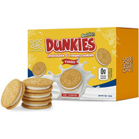 Choczero Gluten-Free Vanilla Sandwich Cookies With Creme - Low Sugar, Keto Friendly Dunkies (1 Box, 9Oz)