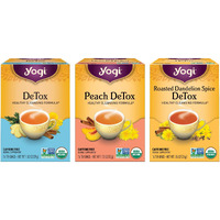 Yogi Tea Herbal Detox Variety Pack - 16 Tea Bags Per Pack (3 Packs) - Organic Detox Tea Sampler - Includes Detox Tea, Peach Detox Tea & Roasted Dandelion Spice Detox Tea - Tea Assortment