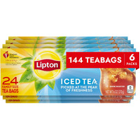 Lipton Unsweetened Iced Tea Bags, Family Size Tea Bags, 144 Total Tea Bags (24Ct - Pack Of 6)