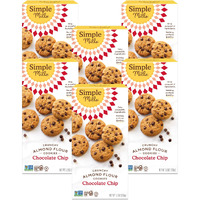Simple Mills Almond Flour Crunchy Cookies, Chocolate Chip - Gluten Free, Vegan, Healthy Snacks, Made With Organic Coconut Oil, 5.5 Ounce (Pack Of 6)