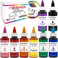 U.S. Cake Supply Large 2-Ounce Bottles Of Each Liquid Candy Food Color 8 Bottle Kit With Mixing Wheel For Chocolate And Candy Coloring
