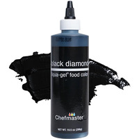Chefmaster Black Diamond Liqua-Gel Food Coloring | Vibrant Color | Professional-Grade Dye For Icing, Frosting, Fondant | Baking & Decorating | Fade-Resistant | Easy-To-Use | Made In Usa | 10.5 Oz
