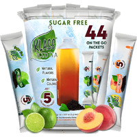 Iced Tea Drink Mix - Klass Sugar Free Variety Pack - Peach & Lime Black Tea On-The-Go! (44 Count Powder Stick Packs) 5 Calories Per Packet