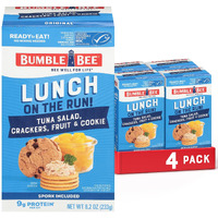 Bumble Bee Lunch On The Run Tuna Salad With Crackers Kit, 8.2 Oz (Pack Of 4) - Ready To Eat, Includes Crackers, Cookie & Peaches - Wild Caught Tuna - Shelf Stable & Convenient Source Of Protein