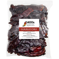 1Lb Guajillo Stemless Chile Food Service Size, Whole Dried Red Chile Seco Mexican Peppers, Chiles Descolados, Versatile Mexican Ingredients For Mexican Salsa By 1400S Spices