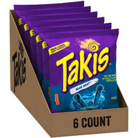 Takis Blue Heat Rolled Spicy Tortilla Chips, Hot Chili Pepper Flavored, Multipack With 6 Individual Bags, 4 Ounces Each