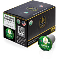 Organic Moringa Green Tea Pods For Keurig - Naturally Caffeinated By Teavity (12 Tea Pods)