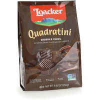 Loacker Quadratini Premium Double Choc Wafer Cookies, 250G/8.82Oz (14305)