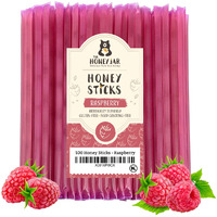 The Honey Jar Raspberry Flavored Honey Sticks - Pure Honey Straws For Tea, Coffee, Or A Healthy Treat - One Teaspoon Of Flavored Honey Per Stick - Made In The Usa With Real Honey - (100 Count)