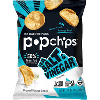Popchips Potato Chips, Sea Salt & Vinegar, 12Ct Single Serve 0.8Oz Bags, Low-Calorie, Gluten Free, Salty Snacks For Adults And Children, Non-Gmo, Vegan & Kosher Friendly, 100 Calories Per Bag