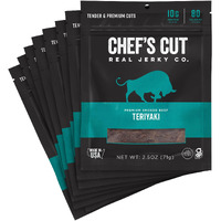 Chef's Cut Beef Jerky, Teriyaki, High Protein Meat Snack, 10G Of Protein And 80 Calories, Gluten Free, Premium Lean Smoked Beef - 2.5 Ounce (Pack Of 8)