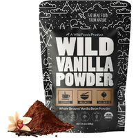 Wild Foods Organic Vanilla Bean Powder | All Natural Pure Vanilla Beans From Madagascar | Wild Powder For Iced Coffee, Baking & Smoothie Blended Drinks | Unsweetened Gluten Free Powdered Mix | (3 Ounce)