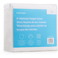 Linenspa 4 Inch Mattress Topper Cover California King - Cover Only - Machine Washable - Breathable - Non Slip - Cover For Mattress Topper With Zipper - Topper Cover Only,White