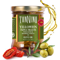 Tonnino Yellowfin Tuna In Olive Oil With Tomato & Olives 6.3 Oz - Gourmet 6-Pack: Omega-3, High Protein, Gluten-Free, Ready-To-Eat Tuna Packets For Tuna Salad, Tuna Fish Alternative To Salmon