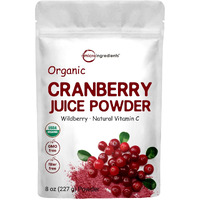 Sustainably Us Grown, Organic Cranberry Juice Powder (Wild Cranberry Supplements Cold Pressed), 8 Ounce, Enhance Urinary Tract Cleanse & Prostate Health, Water Soluble And Pet Friendly