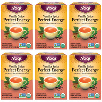 Yogi Tea Vanilla Spice Perfect Energy Tea - 16 Tea Bags Per Pack (6 Packs) - Organic Vanilla Energy Tea - Focus Tea - Includes Green Tea, Black Tea, Ashwagandha, L-Theanine & More