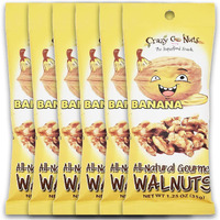 Crazy Go Nuts Walnuts - Banana, 1.25 Oz (6-Pack) - Healthy Snacks, Vegan, Gluten Free, Superfood - Natural, Non-Gmo, Ala, Omega 3 Fatty Acids, Good Fats, And Antioxidants