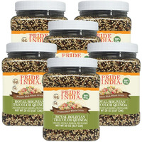 Pride Of India - Pack Of 6 - Natural Three Color Quinoa - 100% Royal Bolivian Superior Grade Protein Rich Whole Grain, 1.25 Pound (20Oz) Jar