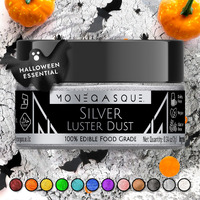 Mon  Gasque Silver Luster Dust Edible Glitter For Cocktails 7G- Silver Edible Glitter - Vegan Silver Halloween Food Coloring - Silver Edible Luster Dust - Silver Edible Dust - Edible Silver Luster Dust