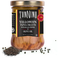 Tonnino Yellowfin Tuna In Olive Oil With Black Pepper 6.3 Oz - Gourmet 6-Pack: Omega-3, High Protein, Gluten-Free, Ready-To-Eat Tuna Packets For Tuna Salad, Tuna Fish Alternative To Salmon