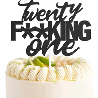 Twenty One Black Glitter Cake Toppers 21 Years Old 21St Birthday Party Decorations Supplies