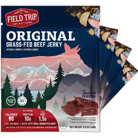 Field Trip Grass Fed Beef Jerky, Healthy Gluten Free Snacks, All Natural, High Protein Snack With No Nitrates, 2.2 Ounce Bag, 4 Pack, Original