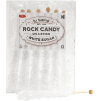 Extra Large Rock Candy Sticks: 6 White Rock Candy Sticks - Original - Individually Wrapped For Party Favors, Candy Buffet, Showers, Receptions, Old Fashioned Espeez Bulk Candy On A Stick