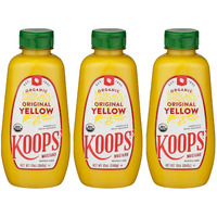 Koops' Organic Yellow Mustard - Gourmet Mustard, Gluten-Free, Kosher, Usda Certified Organic, Made In Usa, From Quality Mustard Seeds, Yellow Mustard Sauce - 12 Oz, Pack Of 3