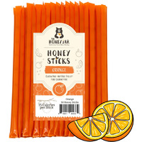 The Honey Jar Orange Flavored Honey Sticks - Pure Honey Straws For Tea, Coffee, Or A Healthy Treat - One Teaspoon Of Flavored Honey Per Stick - Made In The Usa With Real Honey - (50 Count)