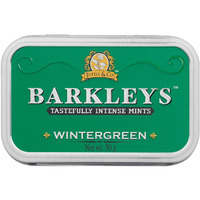 Barkleys Wintergreen Breath Mints - Strong Wintergreen Flavor Cool Mint Candy For Party, After Dinner, Wedding, Every Day Use - Vegan Breath Mints In Reusable Classic Travel Tins - 50-Count, 1-Pack