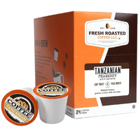 Fresh Roasted Coffee, Tanzanian Peaberry, Light Roast, Kosher, K-Cup Compatible, 24 Pods